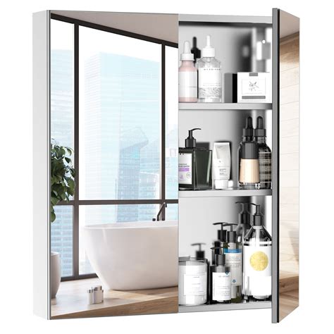 stainless steel bathroom wall mounted glass medicine cabinet|kleankin medicine cabinet with mirror.